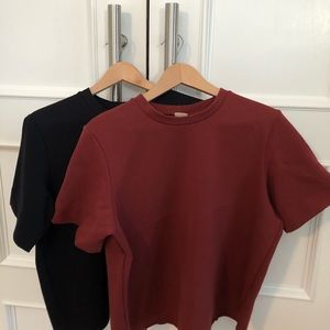 Two Hoi Bo knit T’s (black and rust)